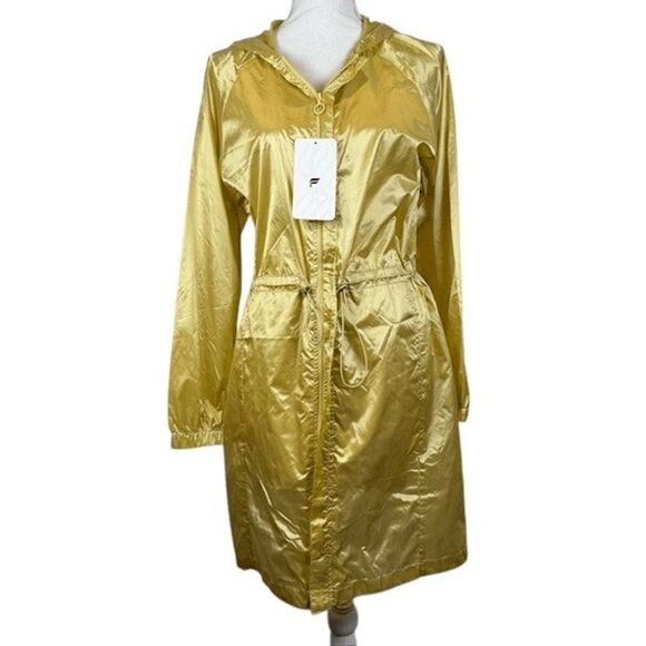 NWT Fabletics Karsyn Woven Jacket Windbreaker Golden Yellow Zip Up Midi Small - Picture 2 of 13